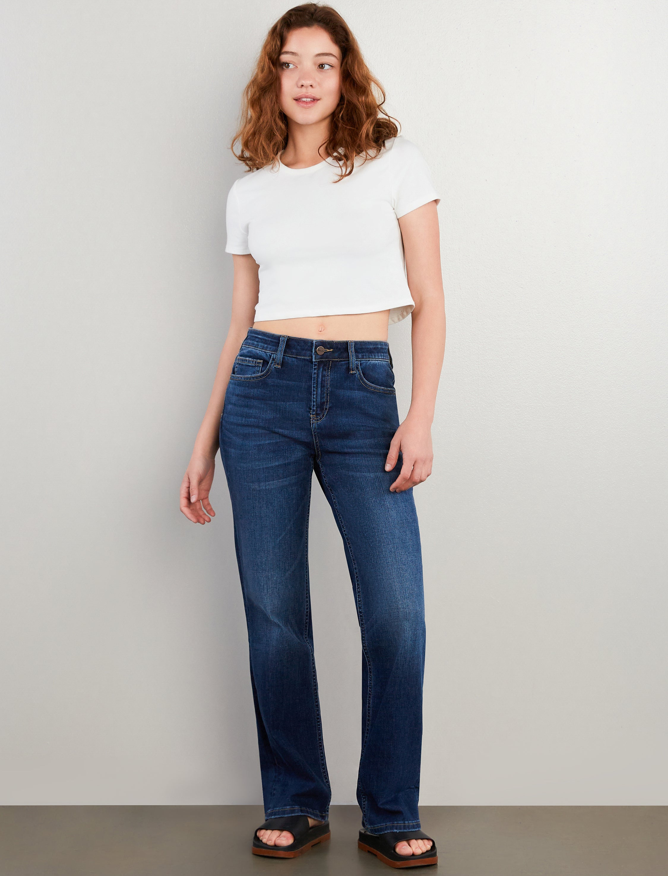 Women's High Rise Slim Straight Jeans - Hint of Blu