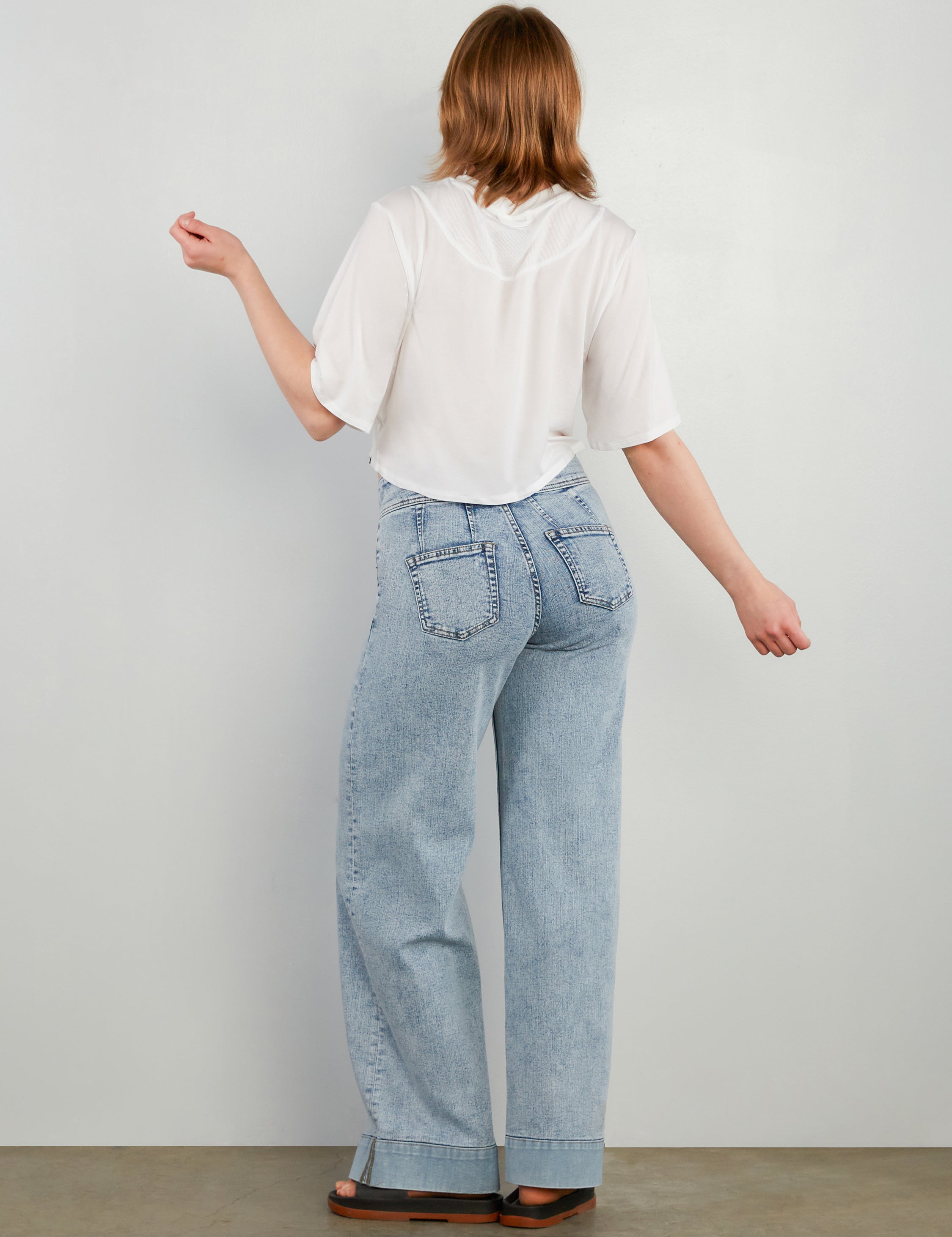 Mighty Cuffed Wide Leg Jeans