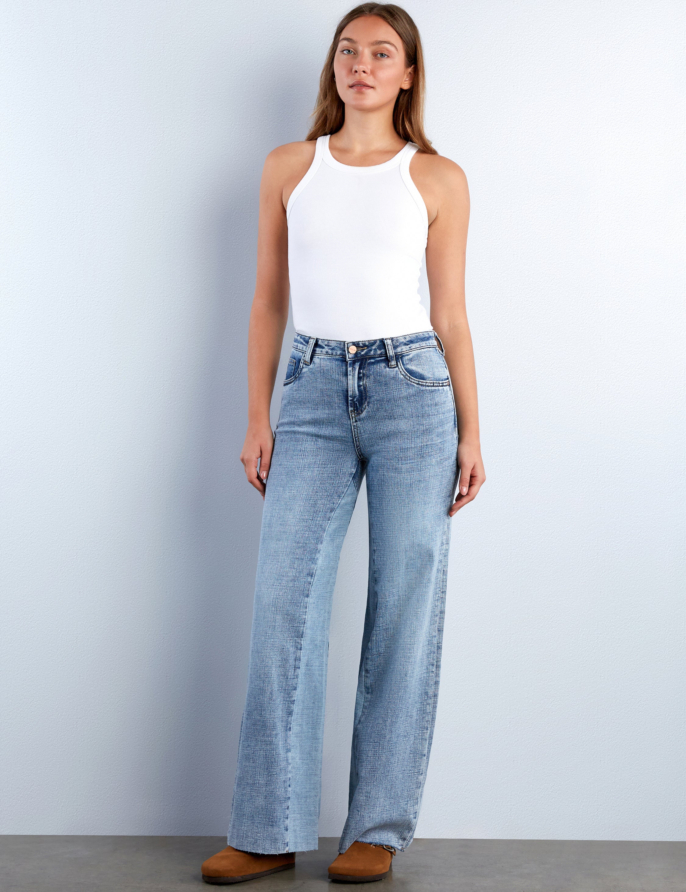 Women's Happy Dual High Rise Wide Leg Jeans - Hint of Blu