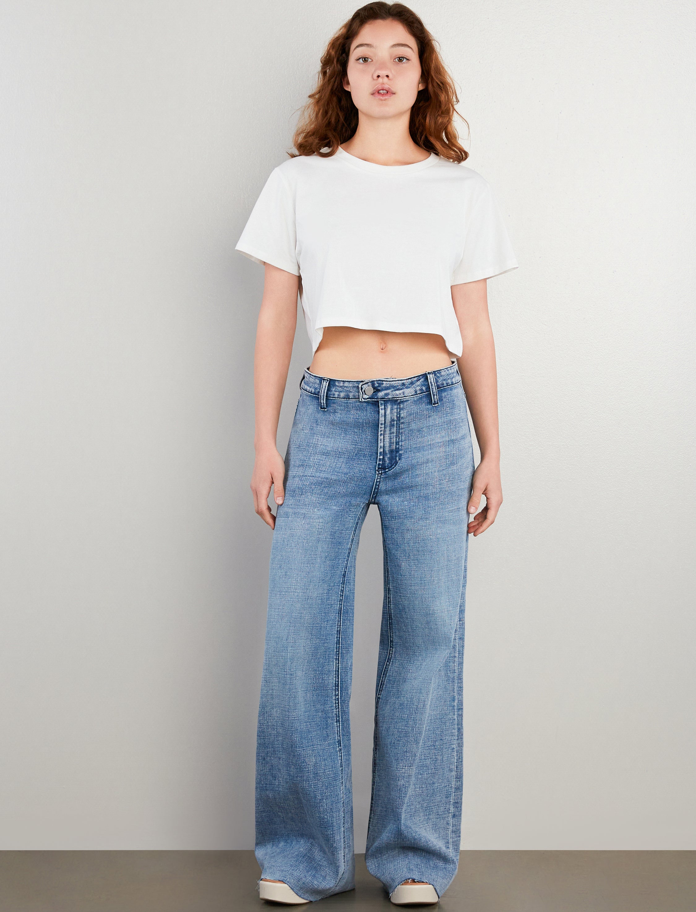 Flat Front Wide Leg Jean