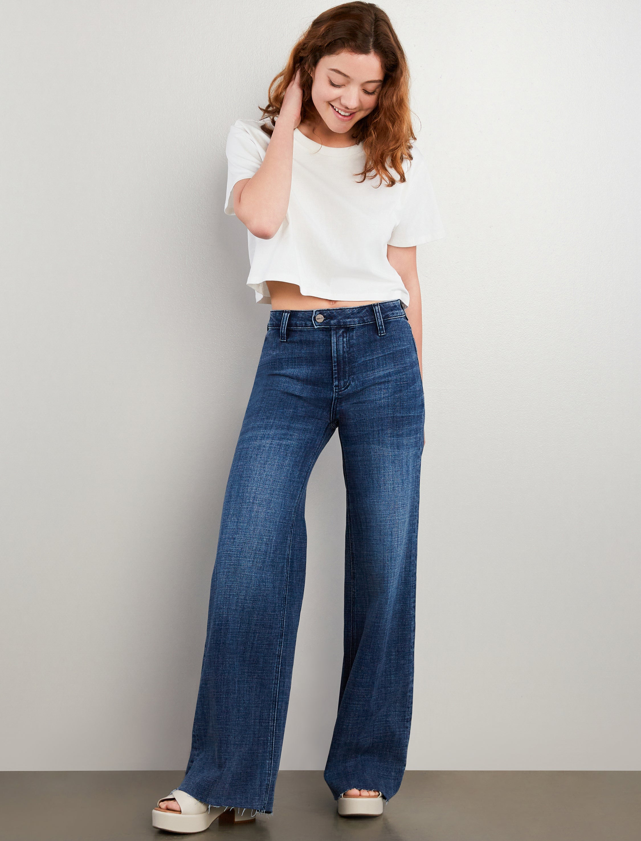 Flat Front Wide Leg Jean
