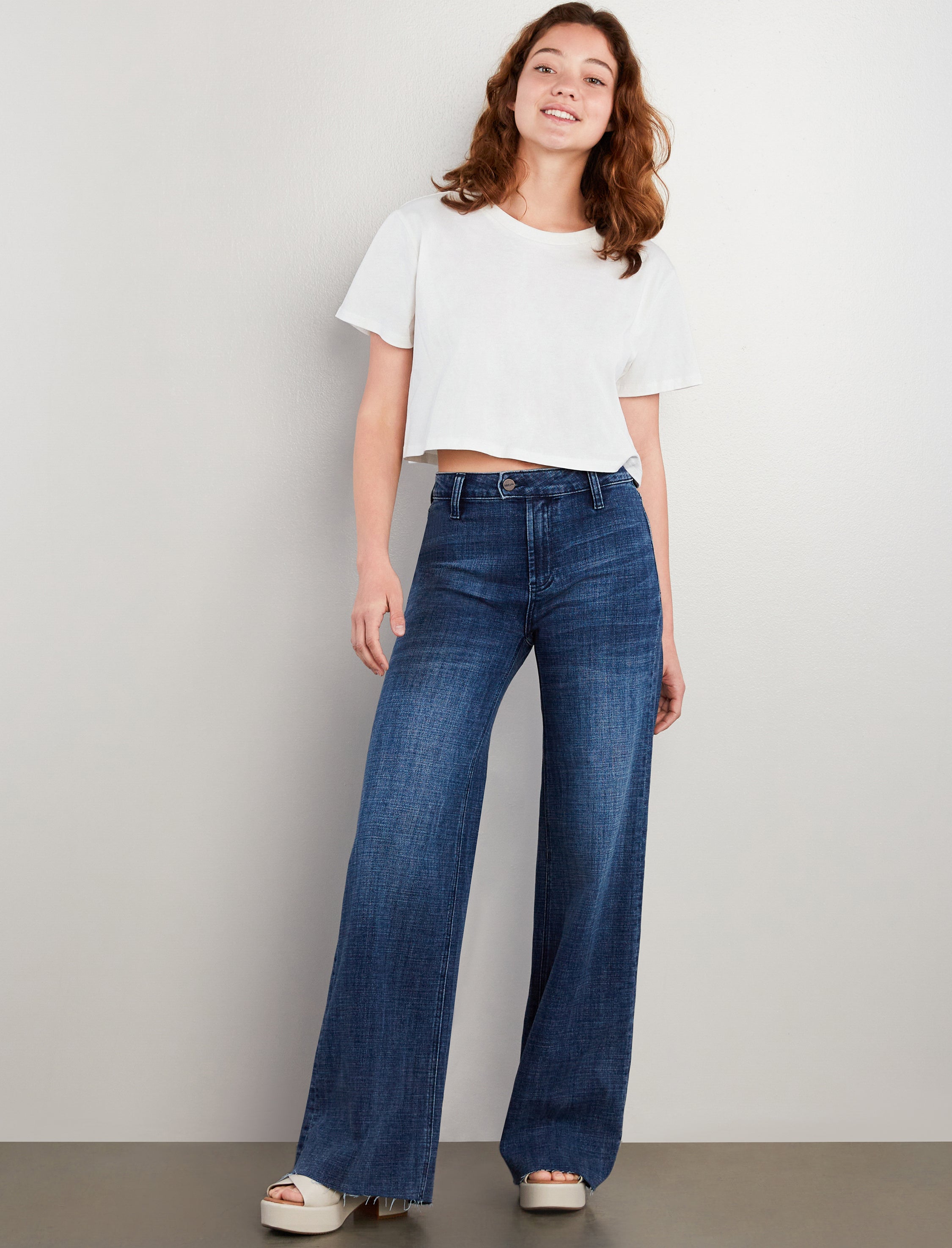 Flat Front Wide Leg Jean