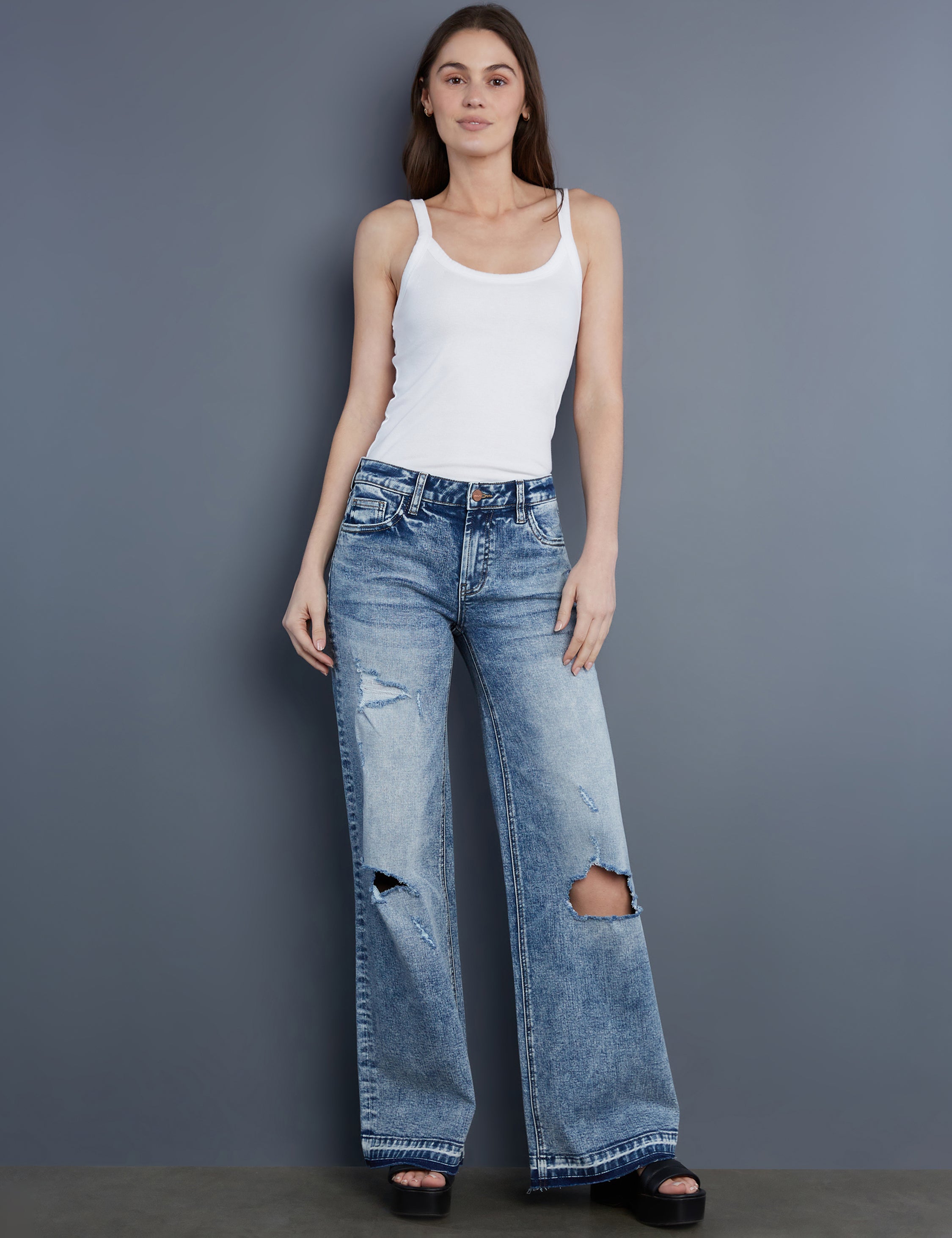 Women's Deconstructed Wide Leg - Hint of Blu