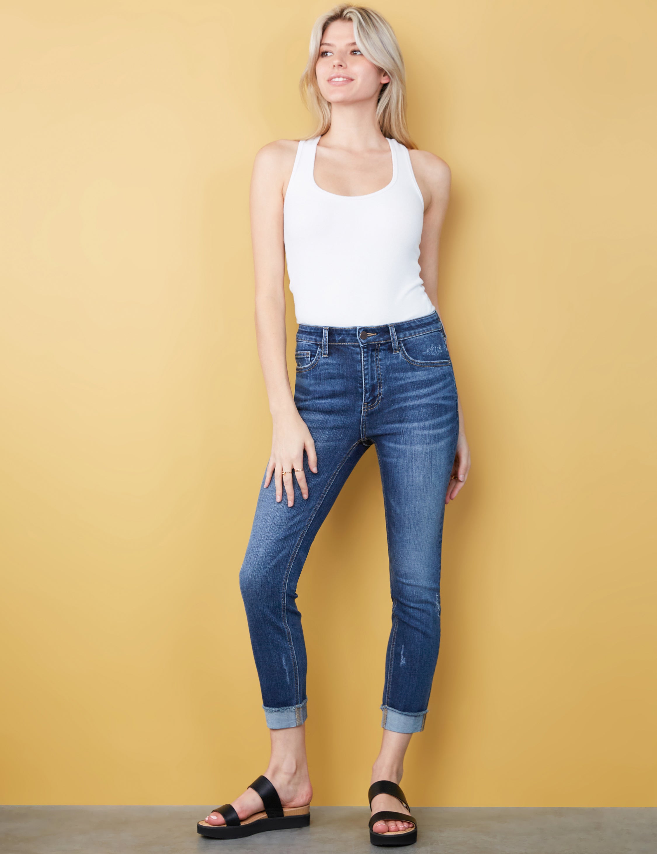 Women's Skinny Cuffed Jeans - Hint of Blu