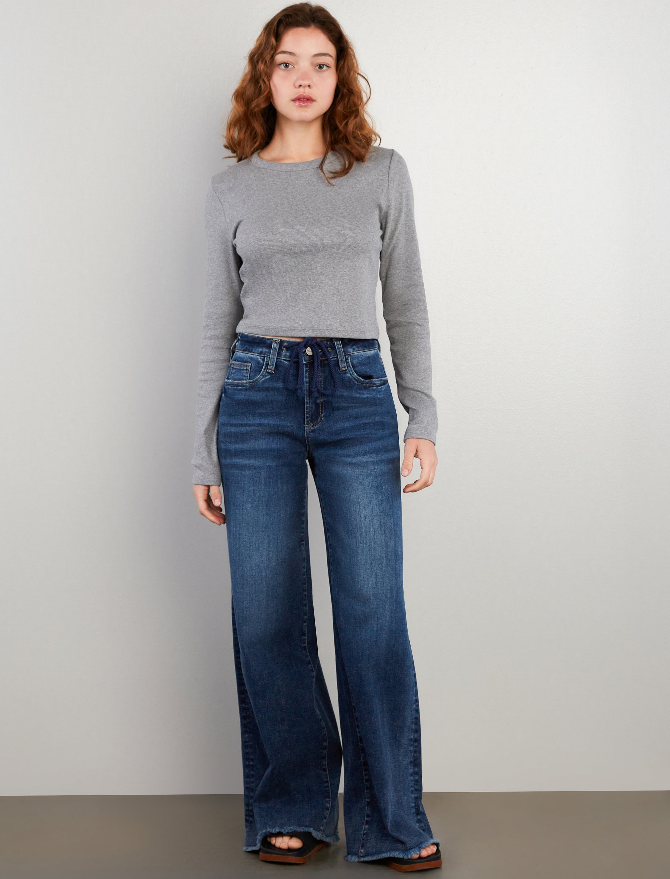 Drawstring Wide Leg Jean