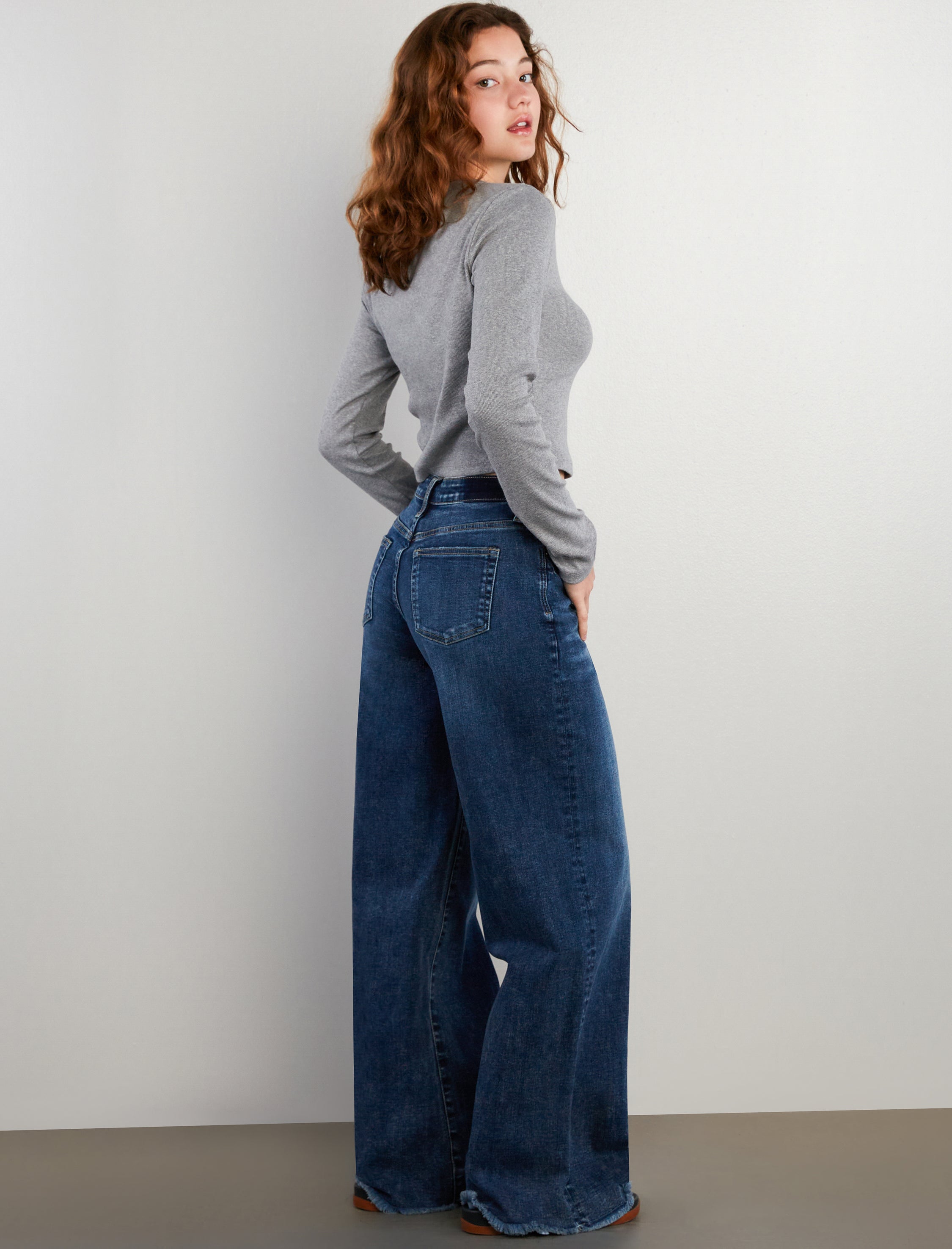 Drawstring Wide Leg Jean
