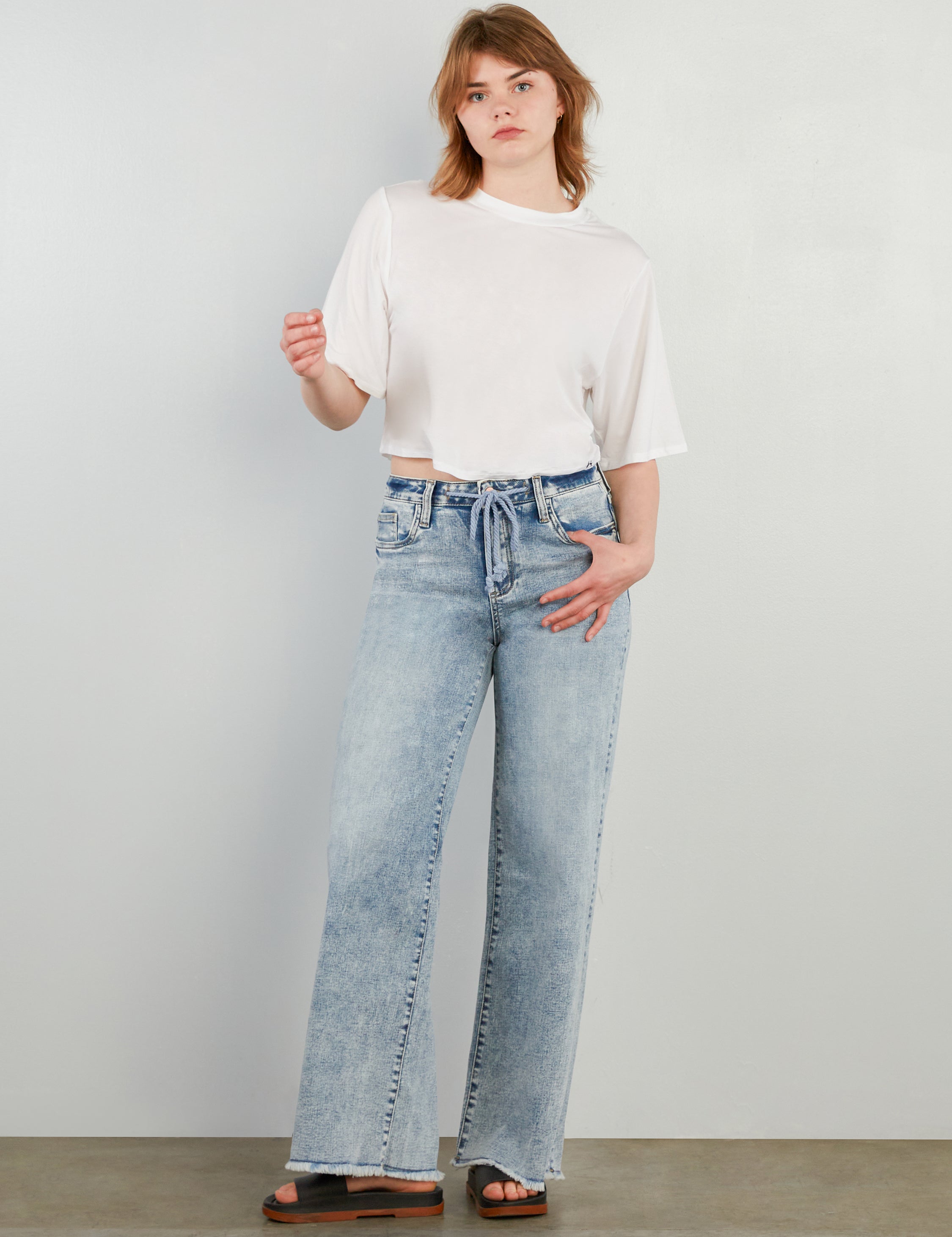 Drawstring Wide Leg Jean