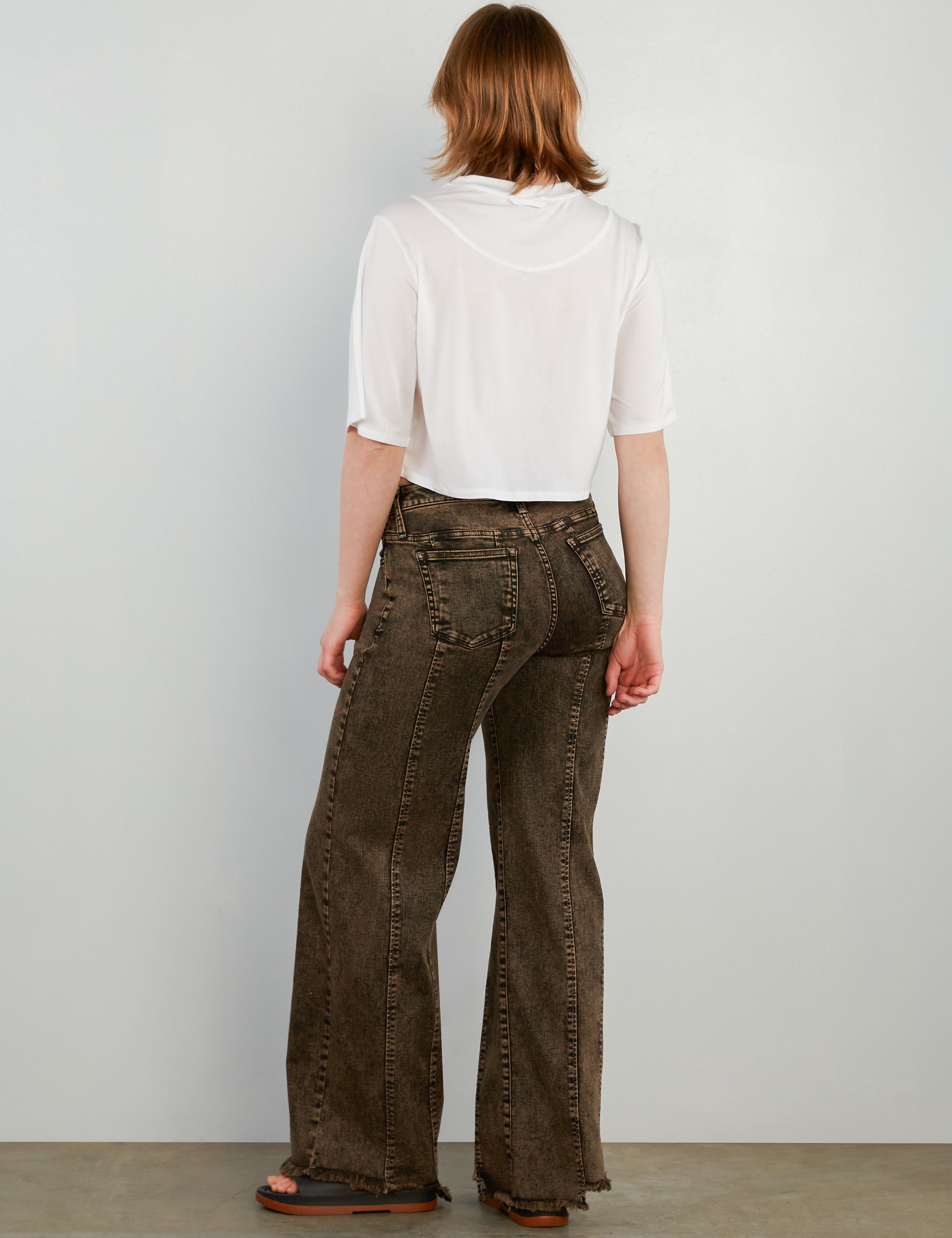 Pintuck Hi-Low Wide Leg
