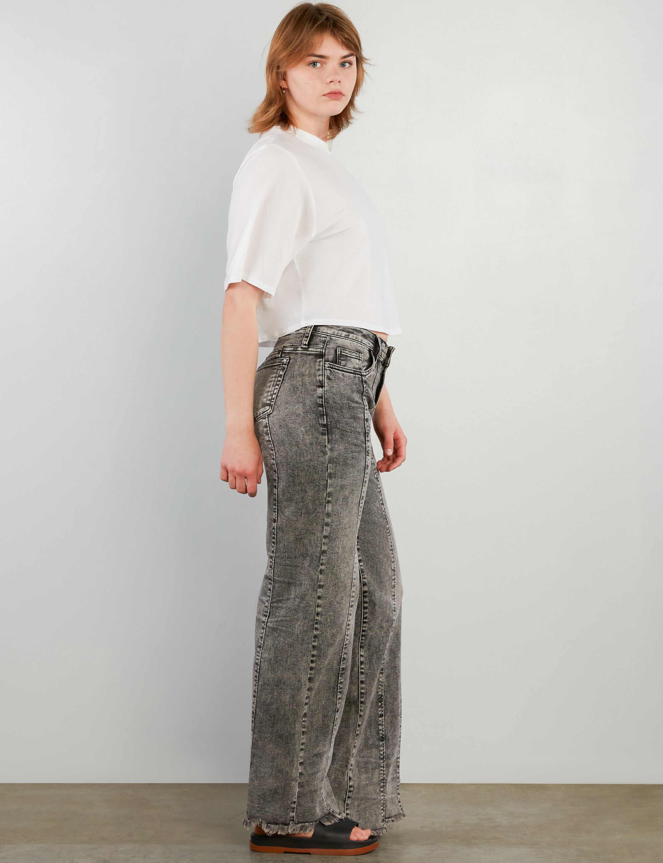 Pintuck Hi-Low Wide Leg