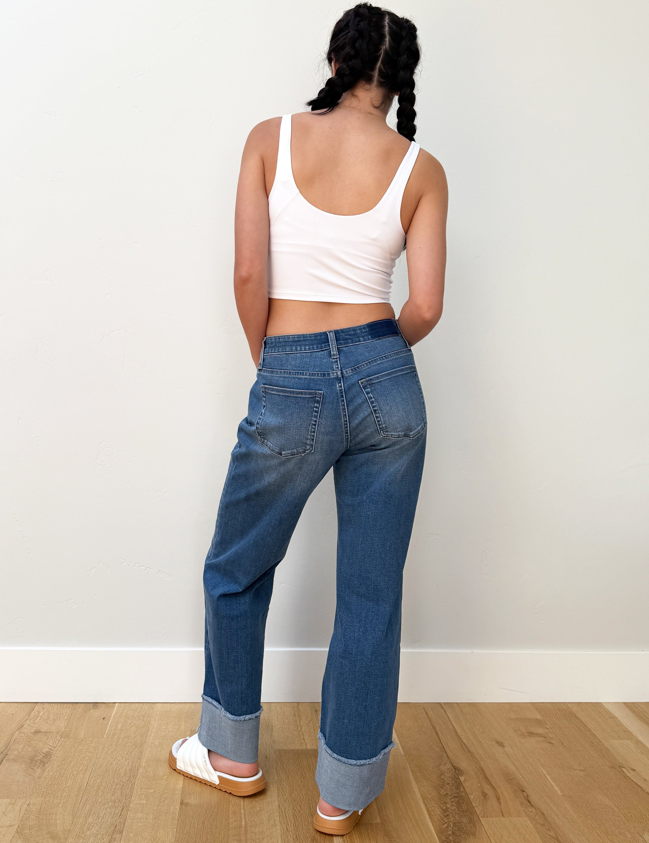 Relaxed Straight Cuffed Jeans