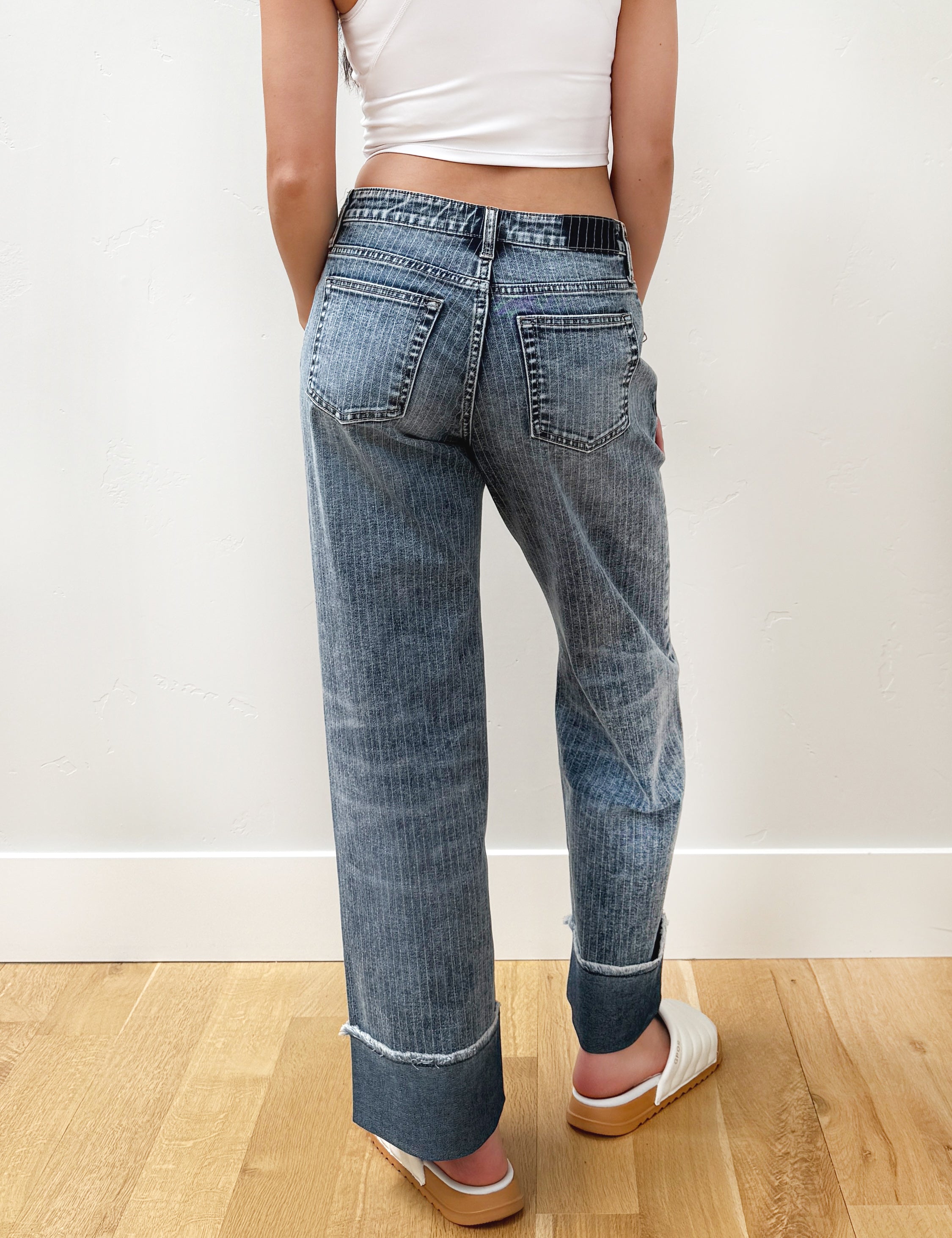 Relaxed Straight Cuffed Jeans