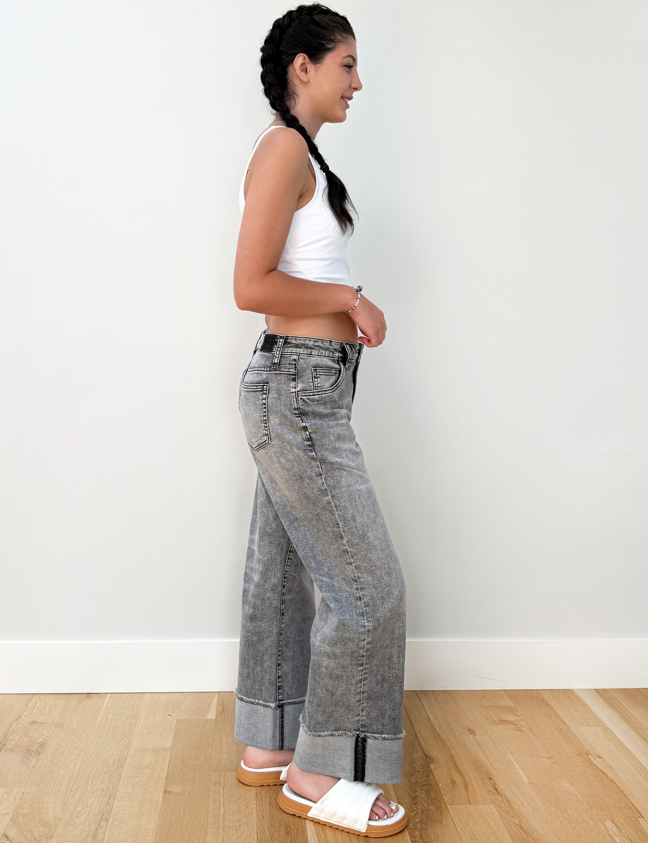 Relaxed Straight Cuffed Jeans