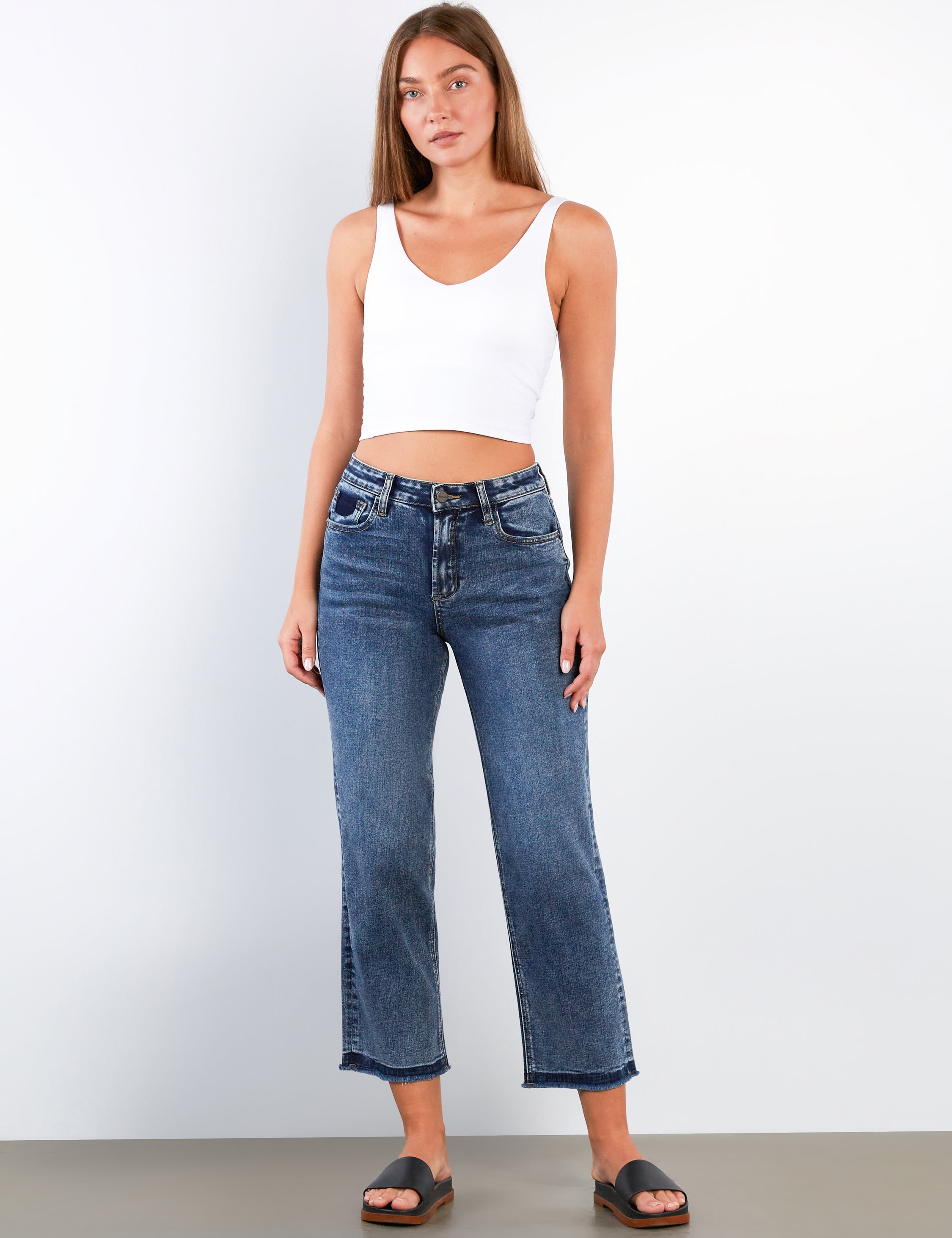 Women's Released Hem Straight Jeans - Hint of Blu