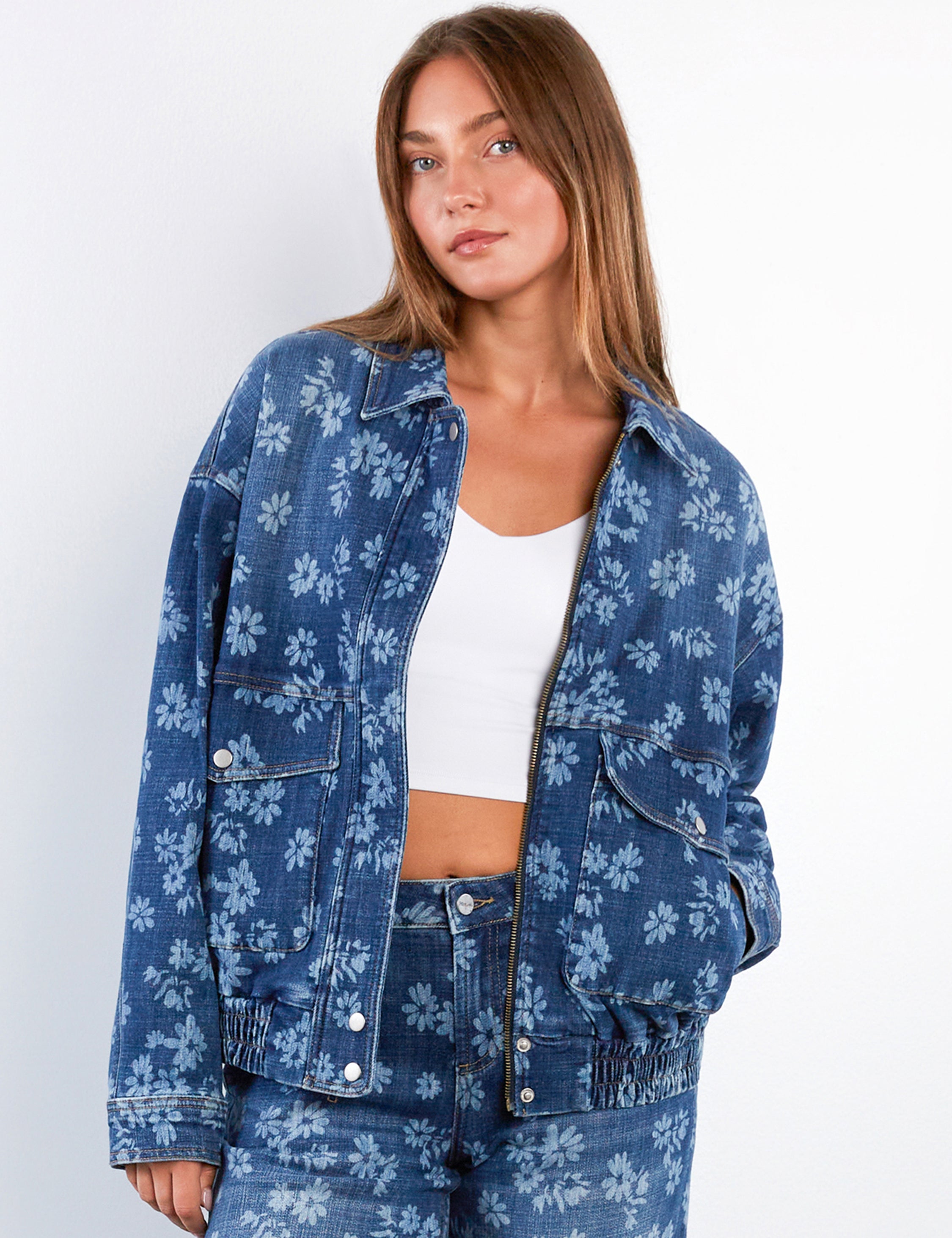 Denim Floral Jacket