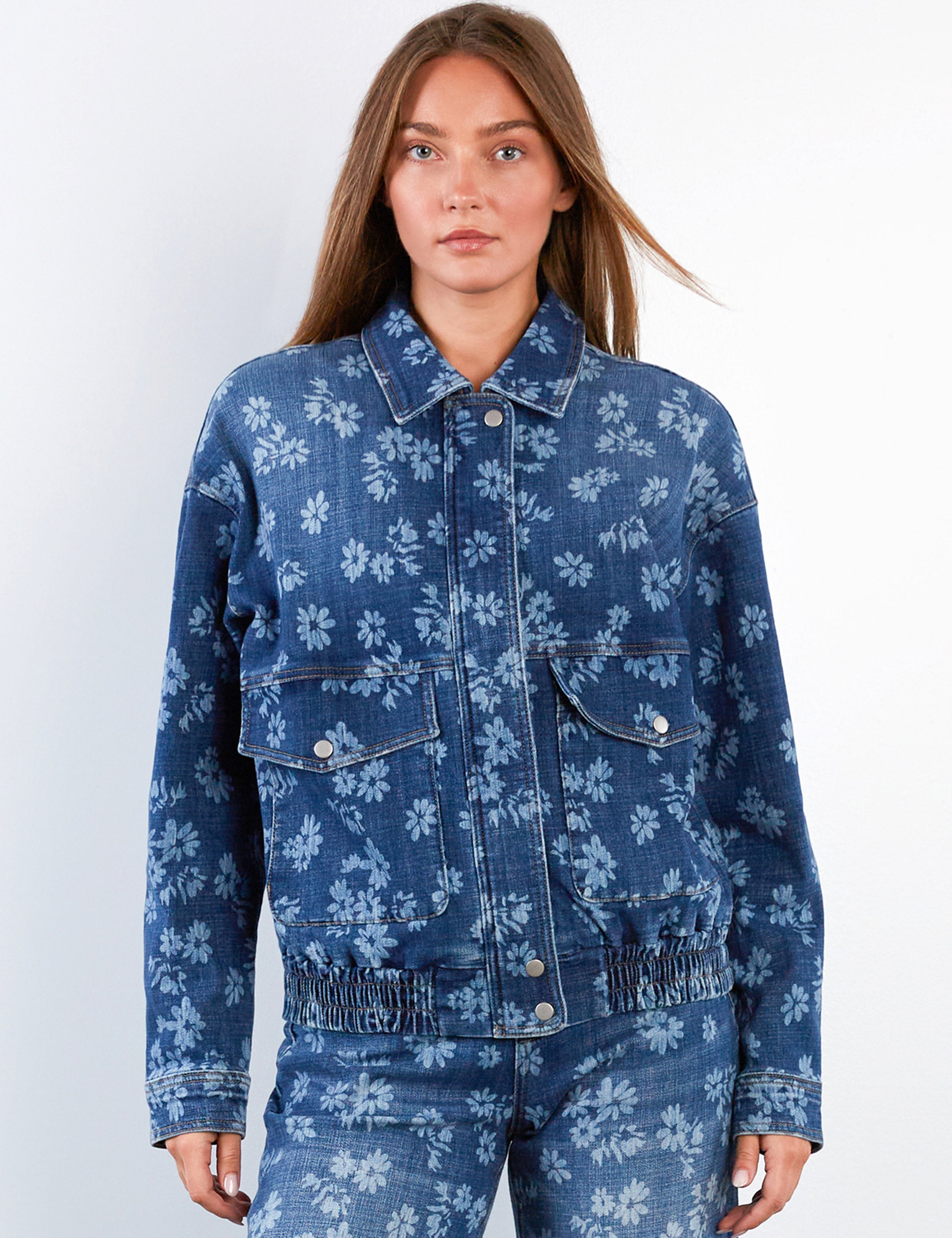 Denim Floral Jacket