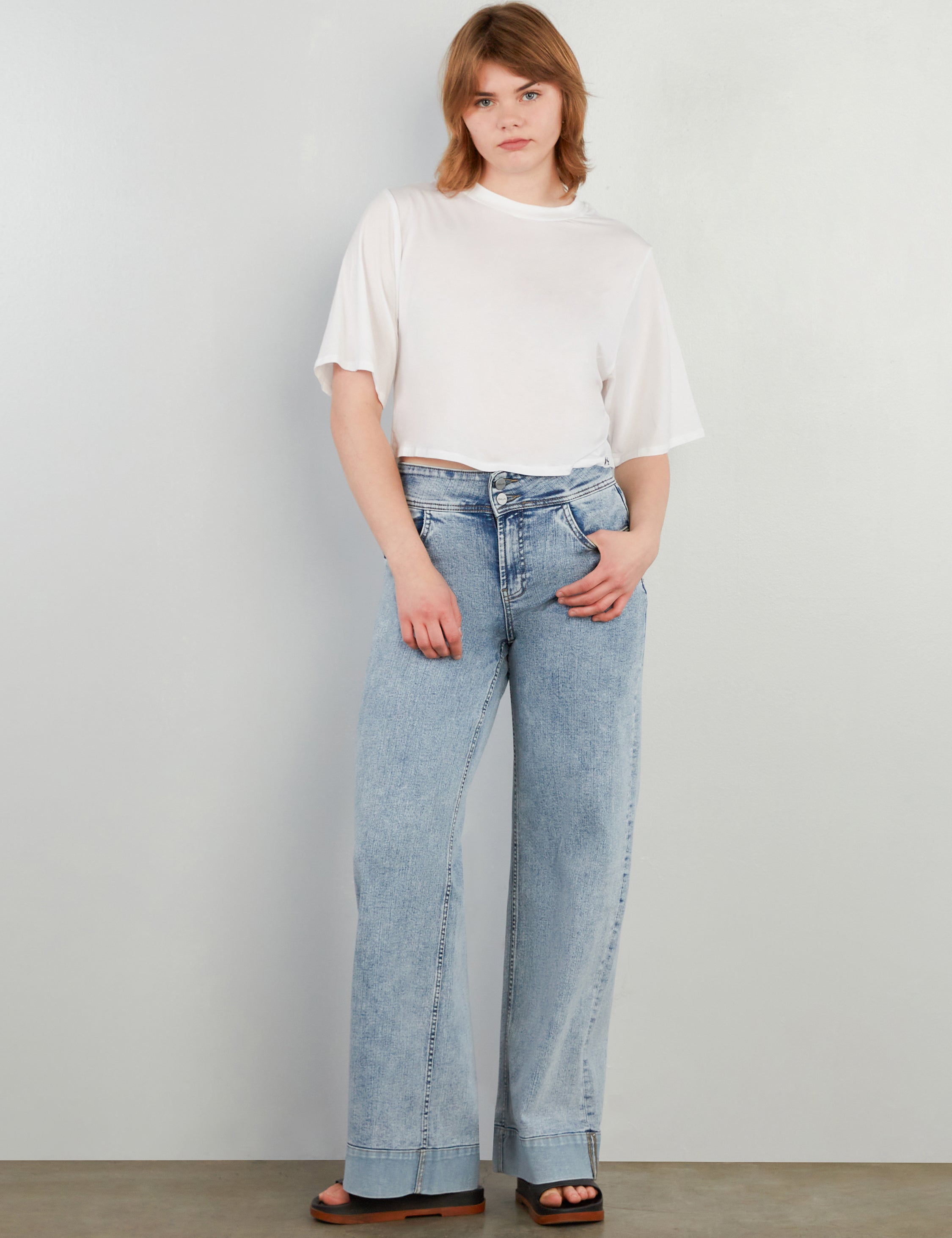 Mighty Cuffed Wide Leg Jeans