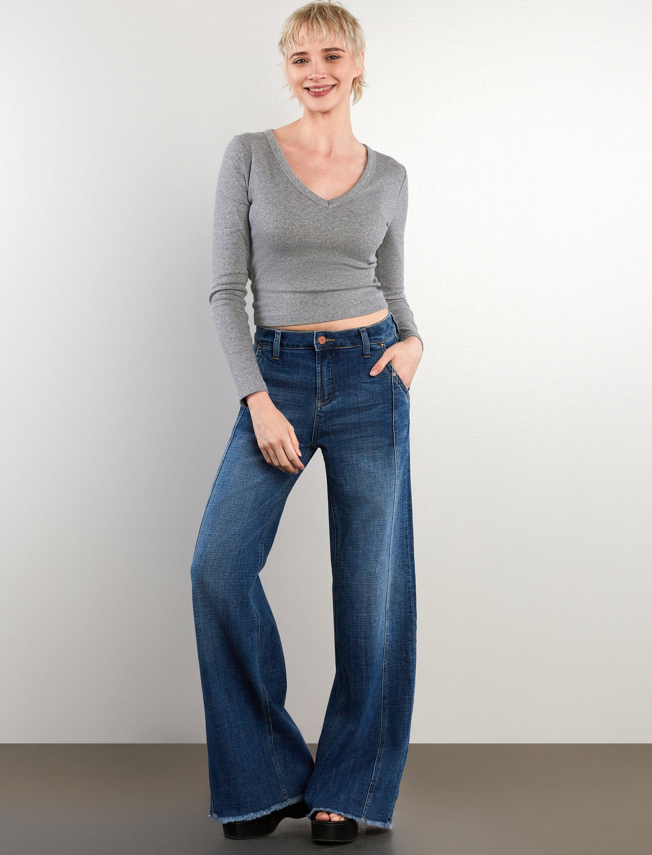 Women's Mighty High Rise Wide Leg Jeans - Hint of Blu
