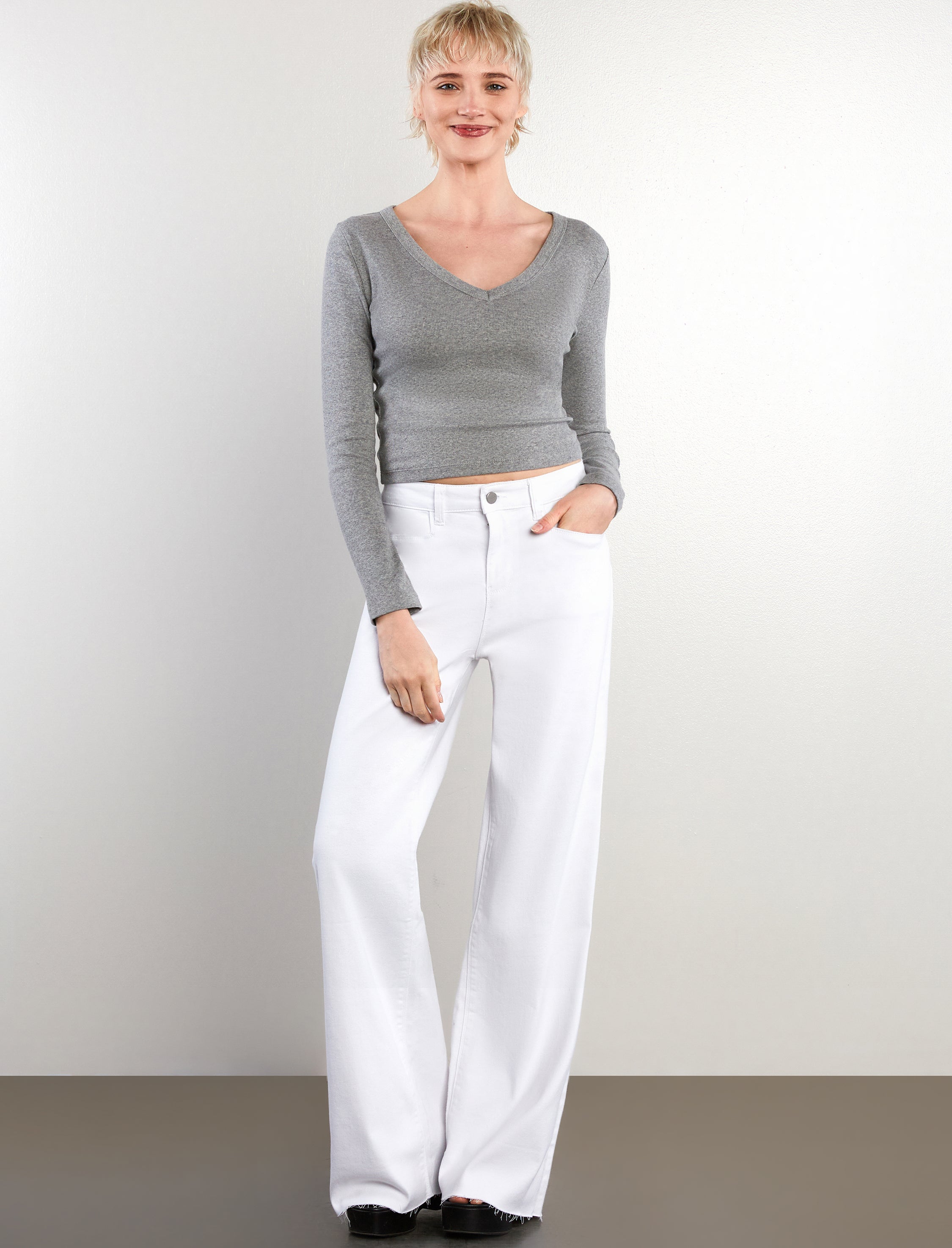Women's Happy Anchor High Rise Wide Leg Jeans - Hint of Blu