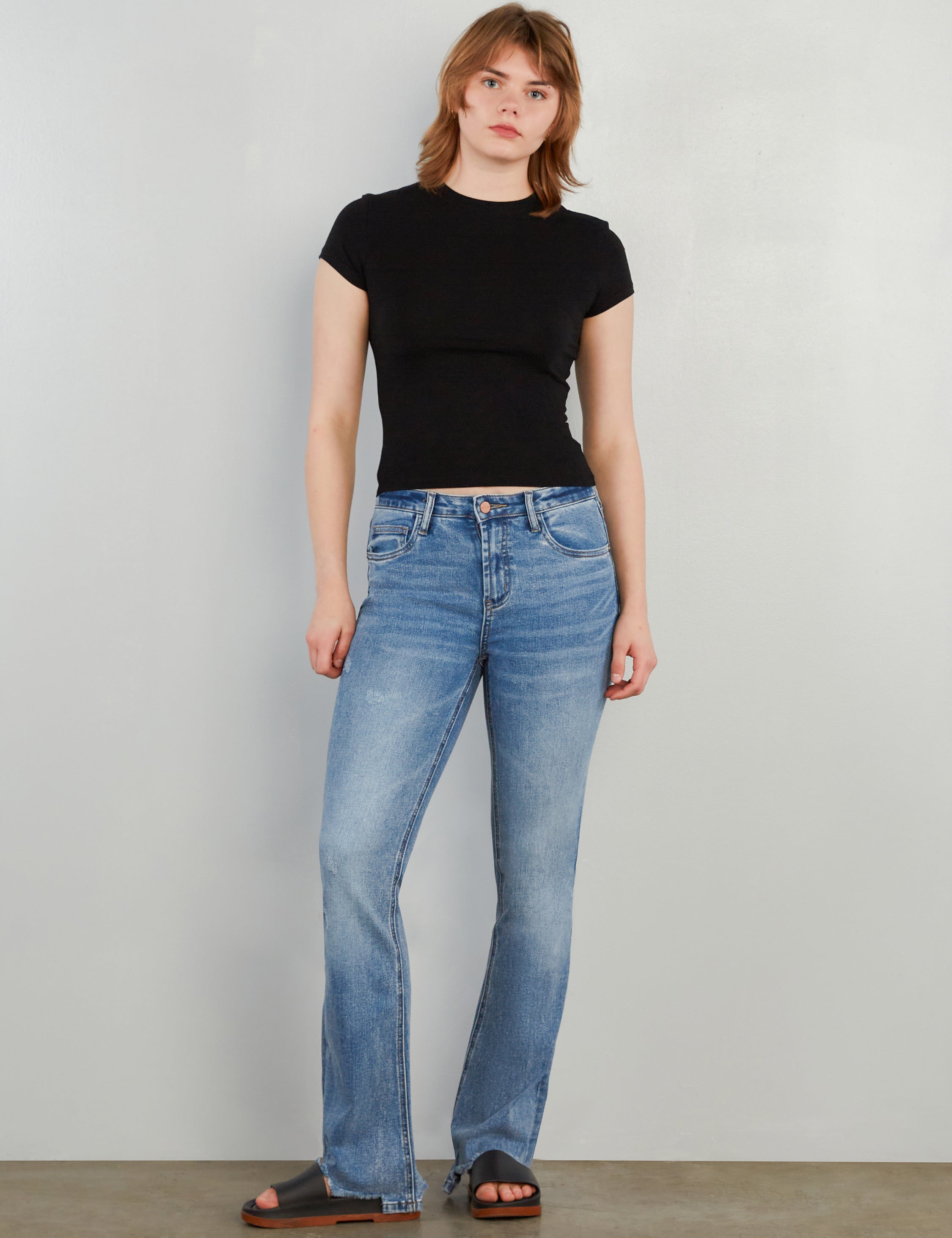 Women's Distress Flare Jeans - Hint of Blu