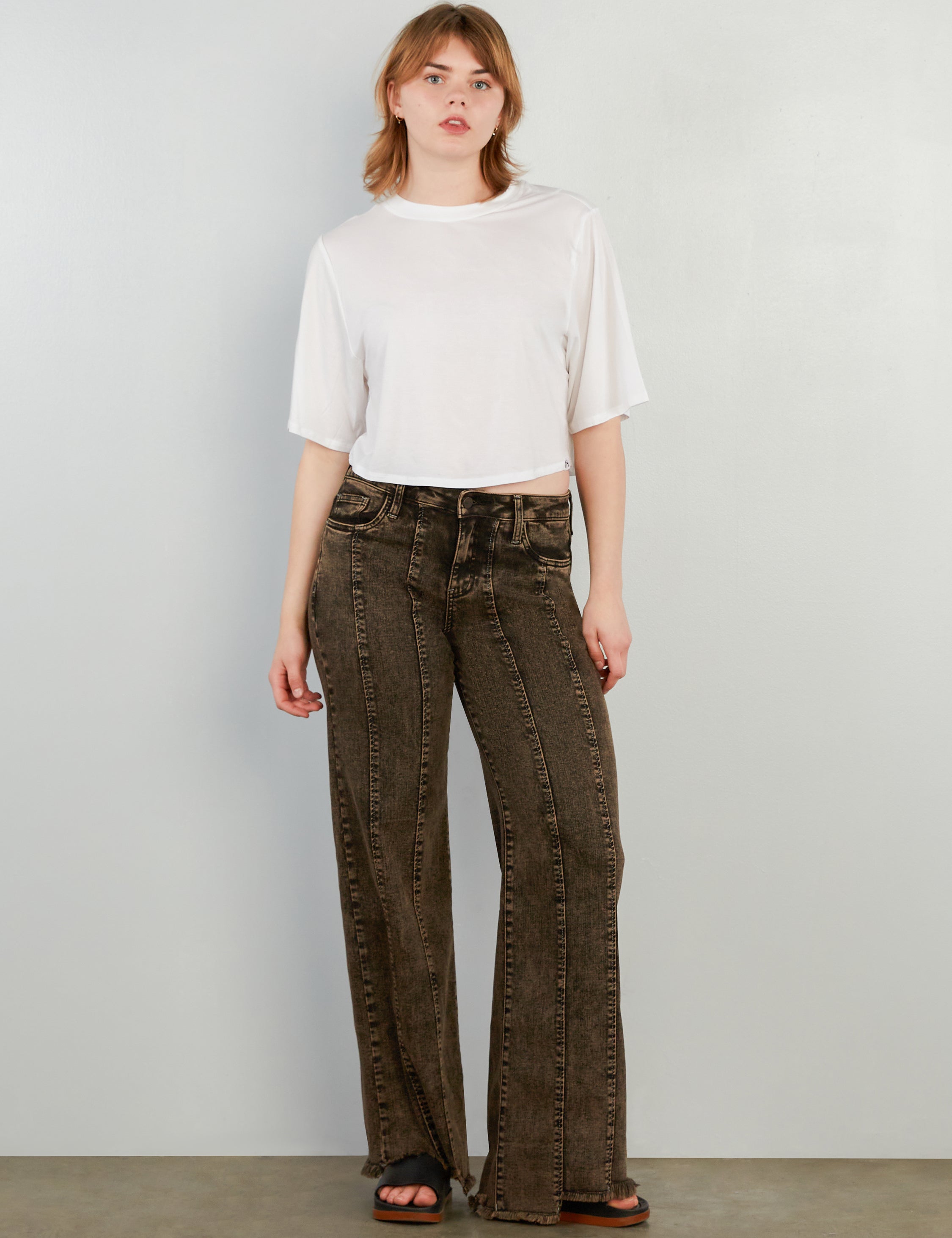 Pintuck Hi-Low Wide Leg
