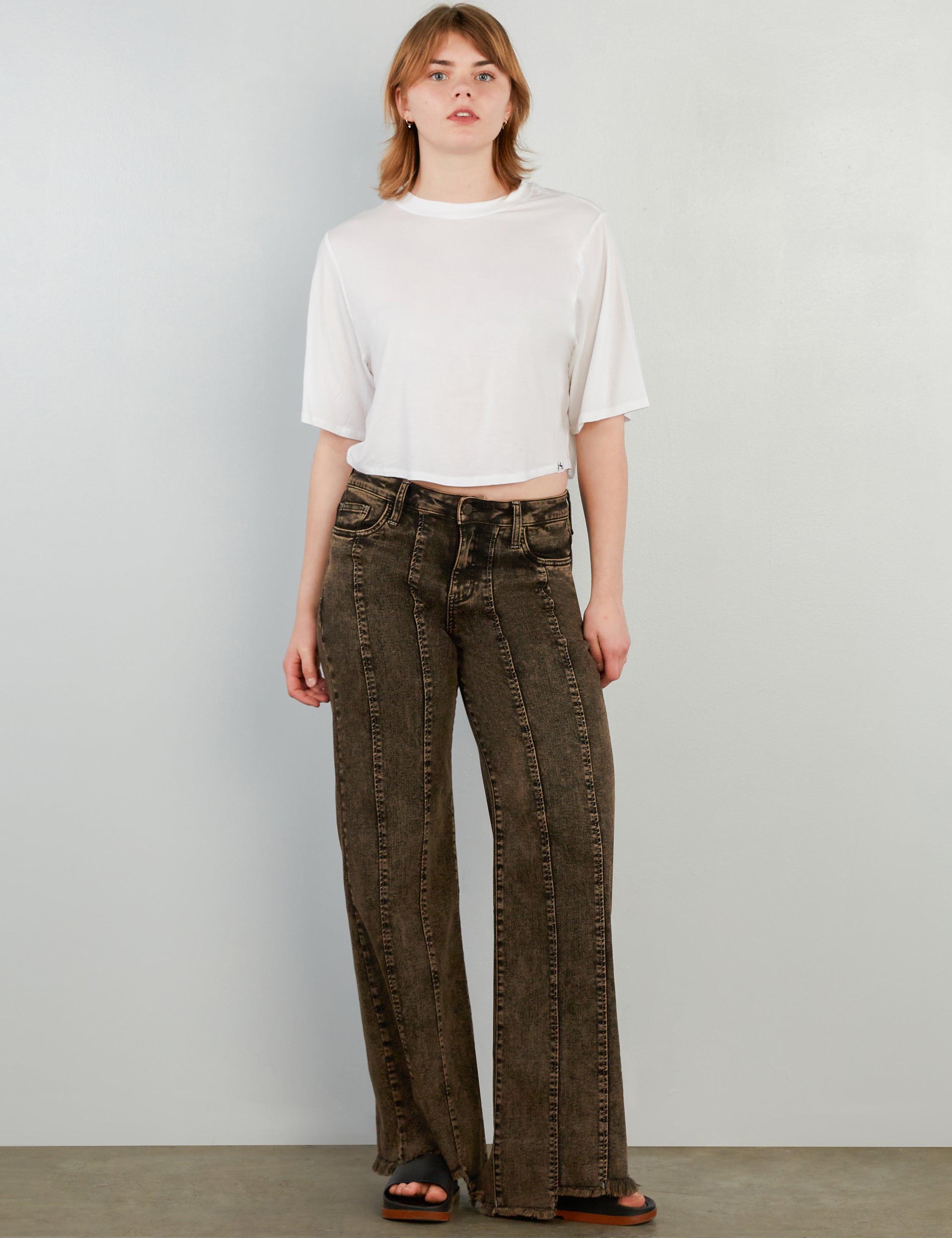 Pintuck Hi-Low Wide Leg