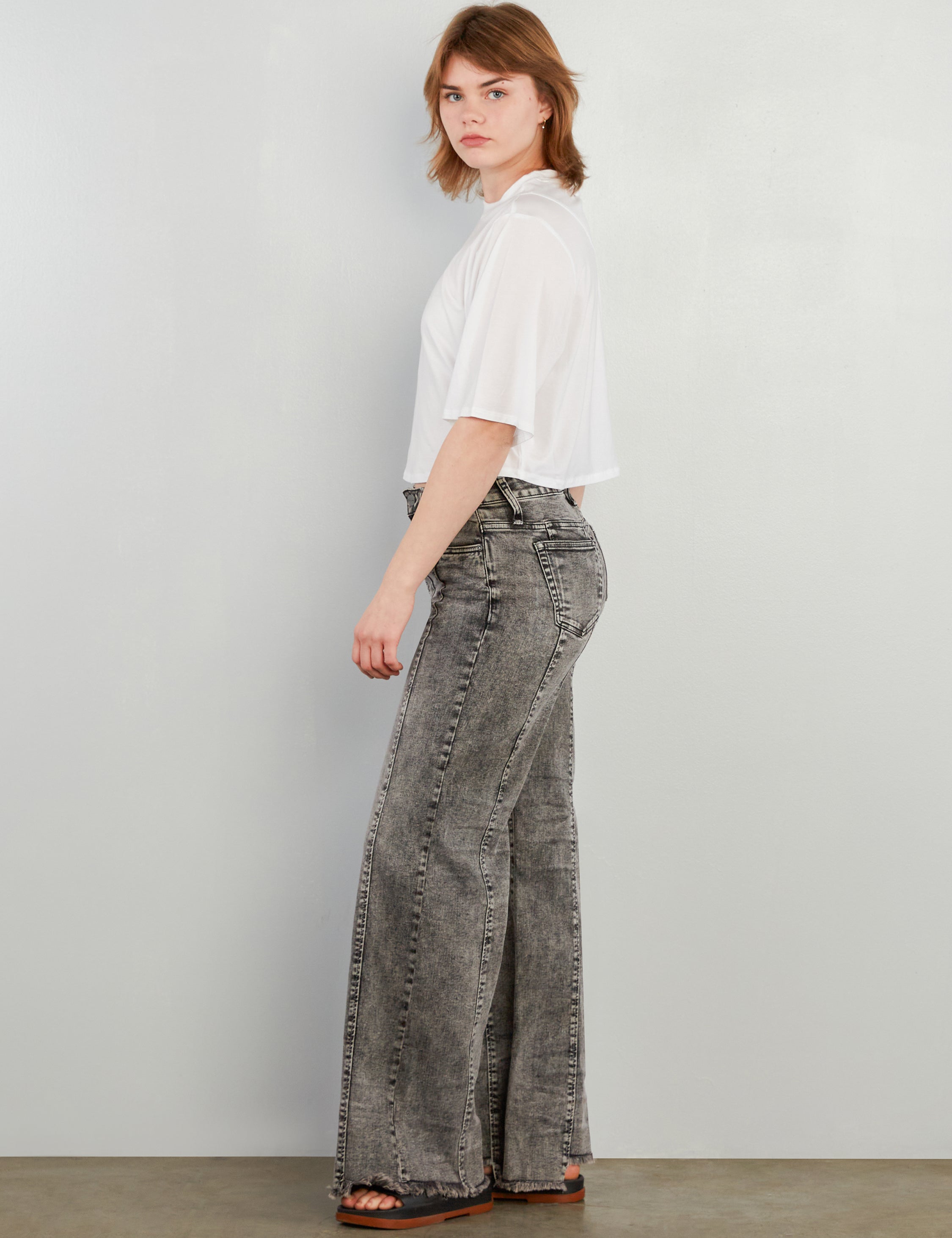 Pintuck Hi-Low Wide Leg