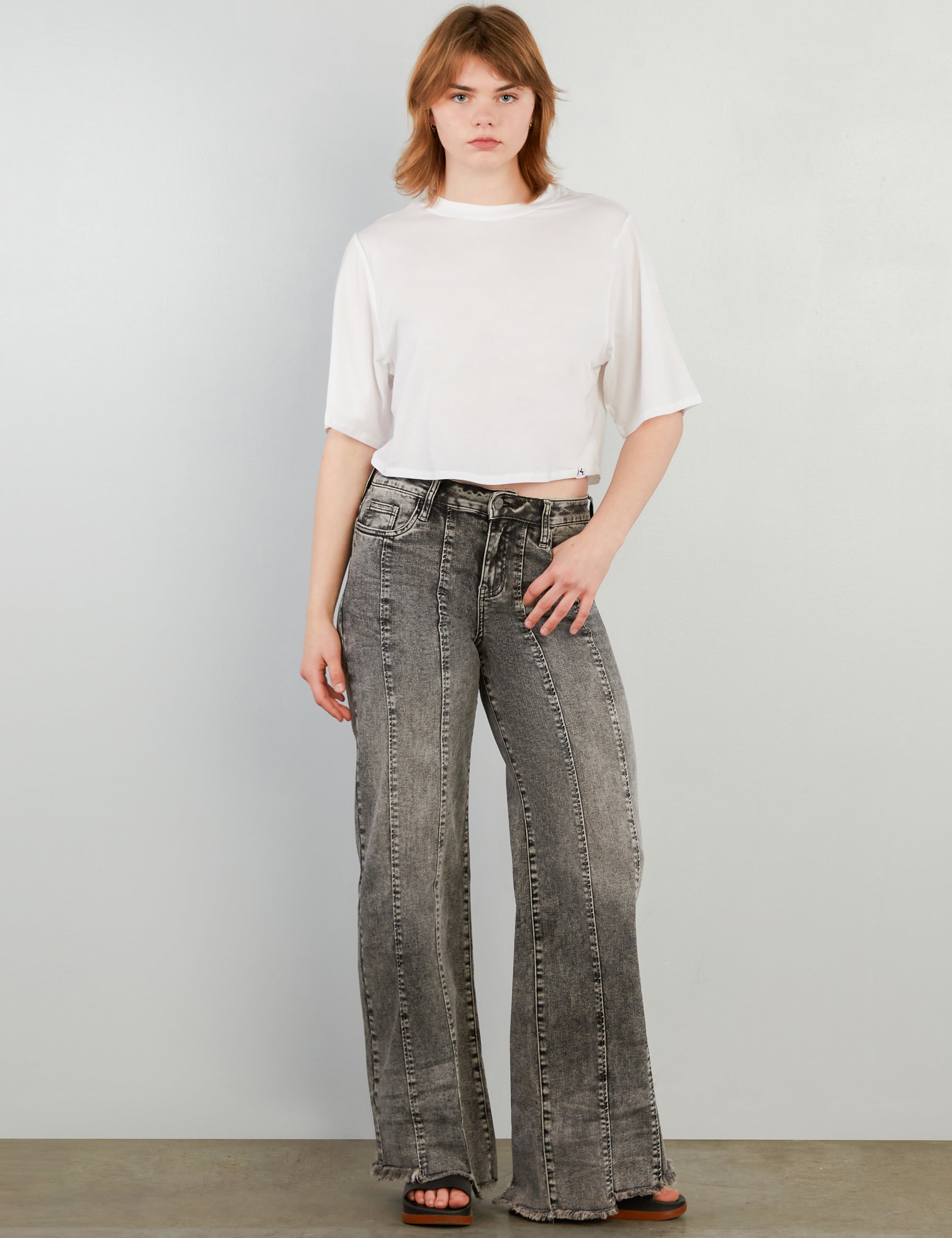 Pintuck Hi-Low Wide Leg