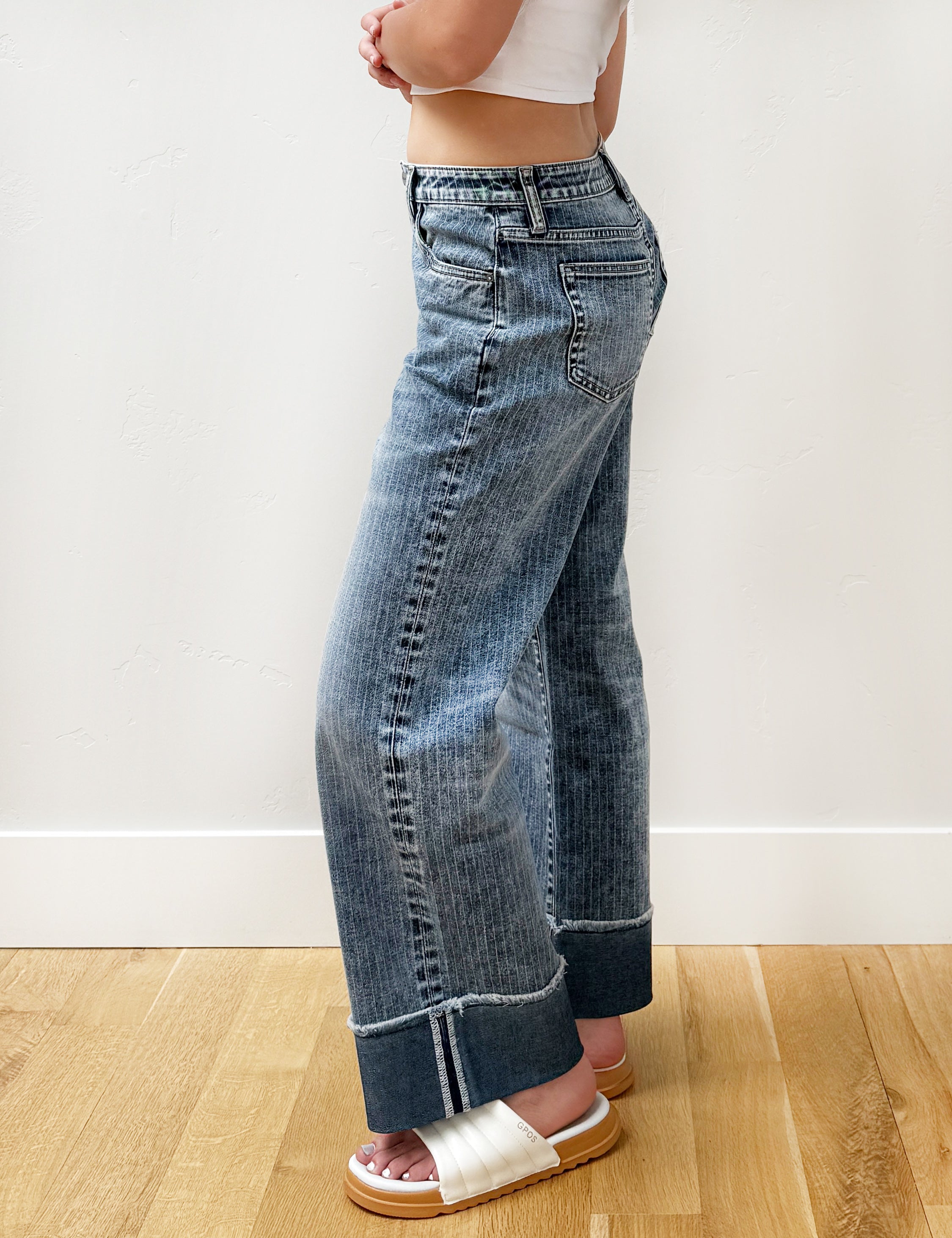 Relaxed Straight Cuffed Jeans
