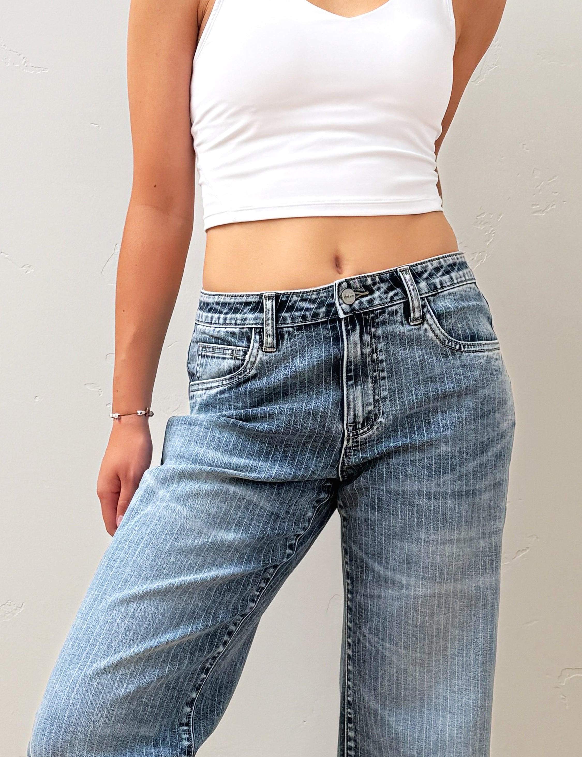 Relaxed Straight Cuffed Jeans