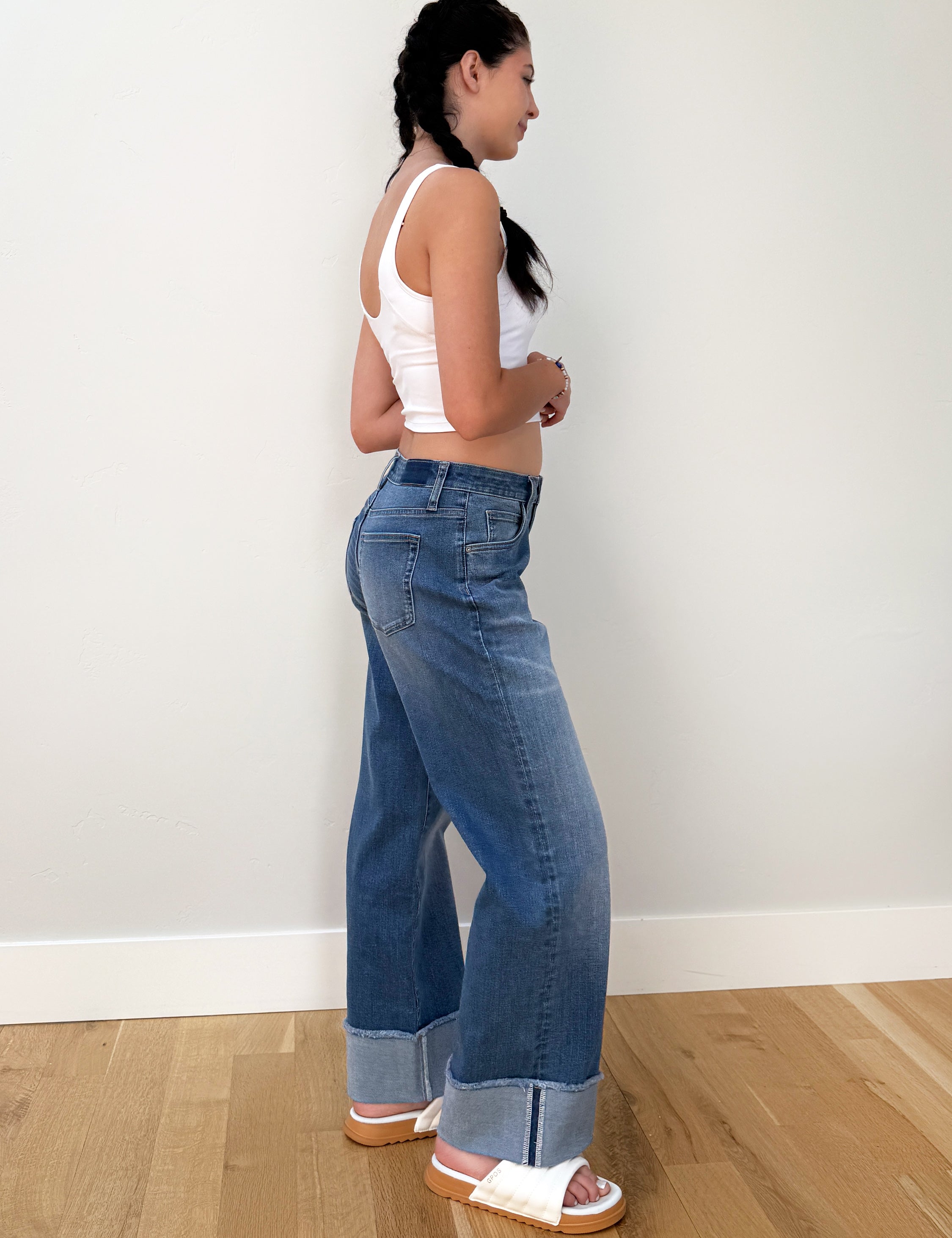 Relaxed Straight Cuffed Jeans