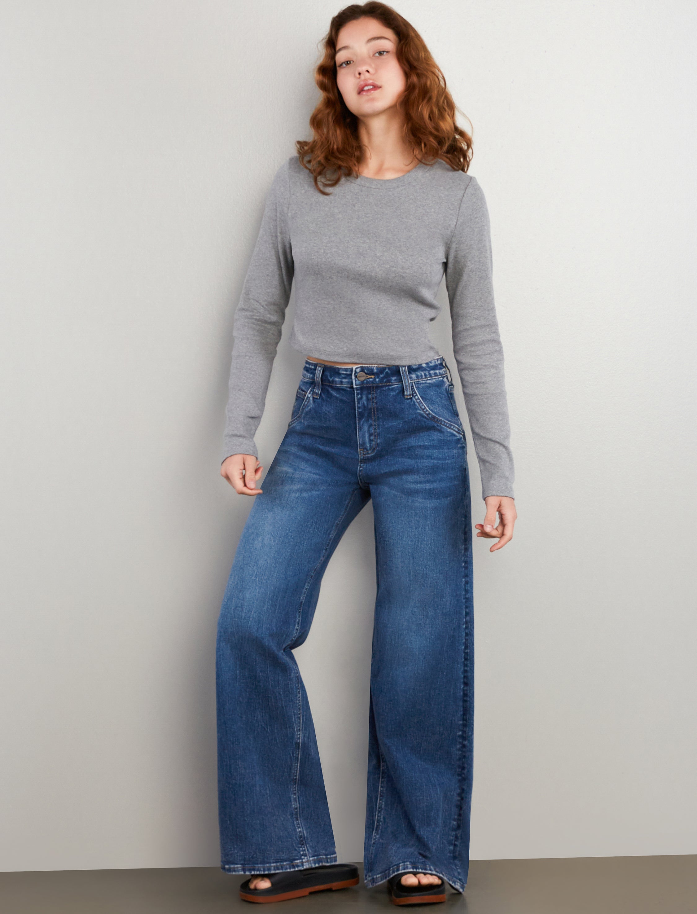 Women's Ella Wide Leg Jeans - Hint of Blu
