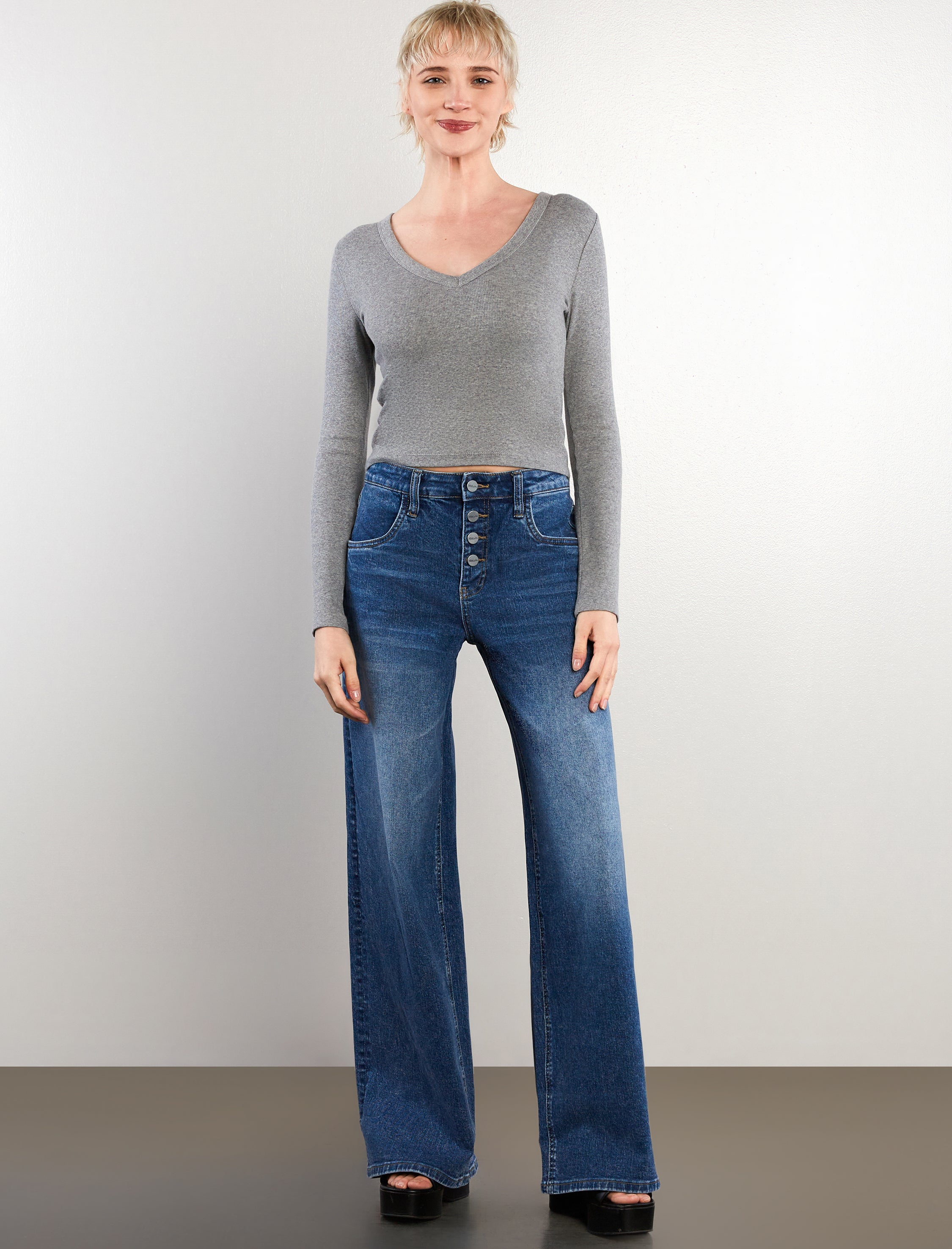 Women's Zoe Wide Leg Jeans - Hint of Blu