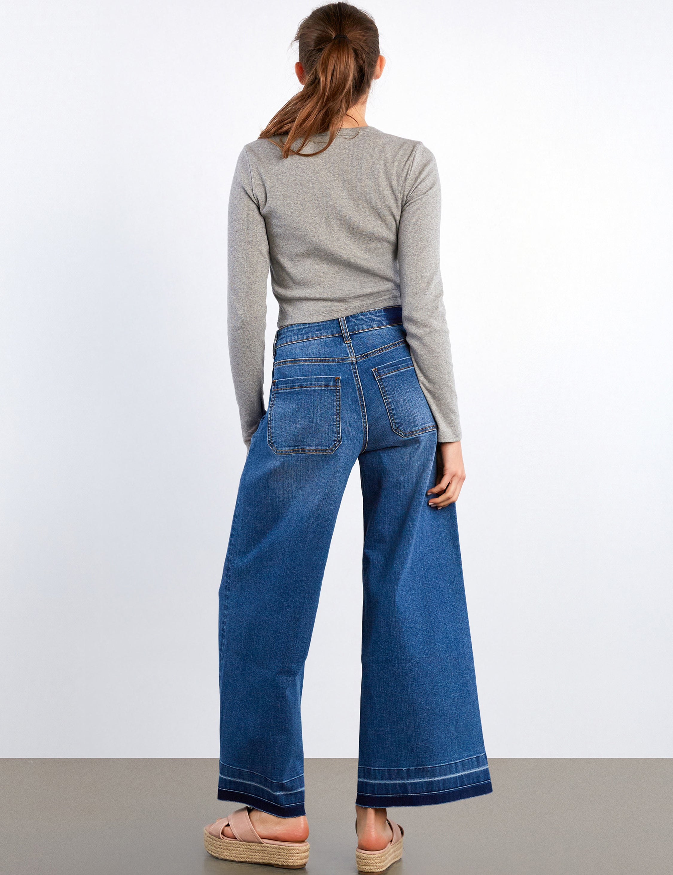 Lucy Wide-Leg Patch Pocket Jeans