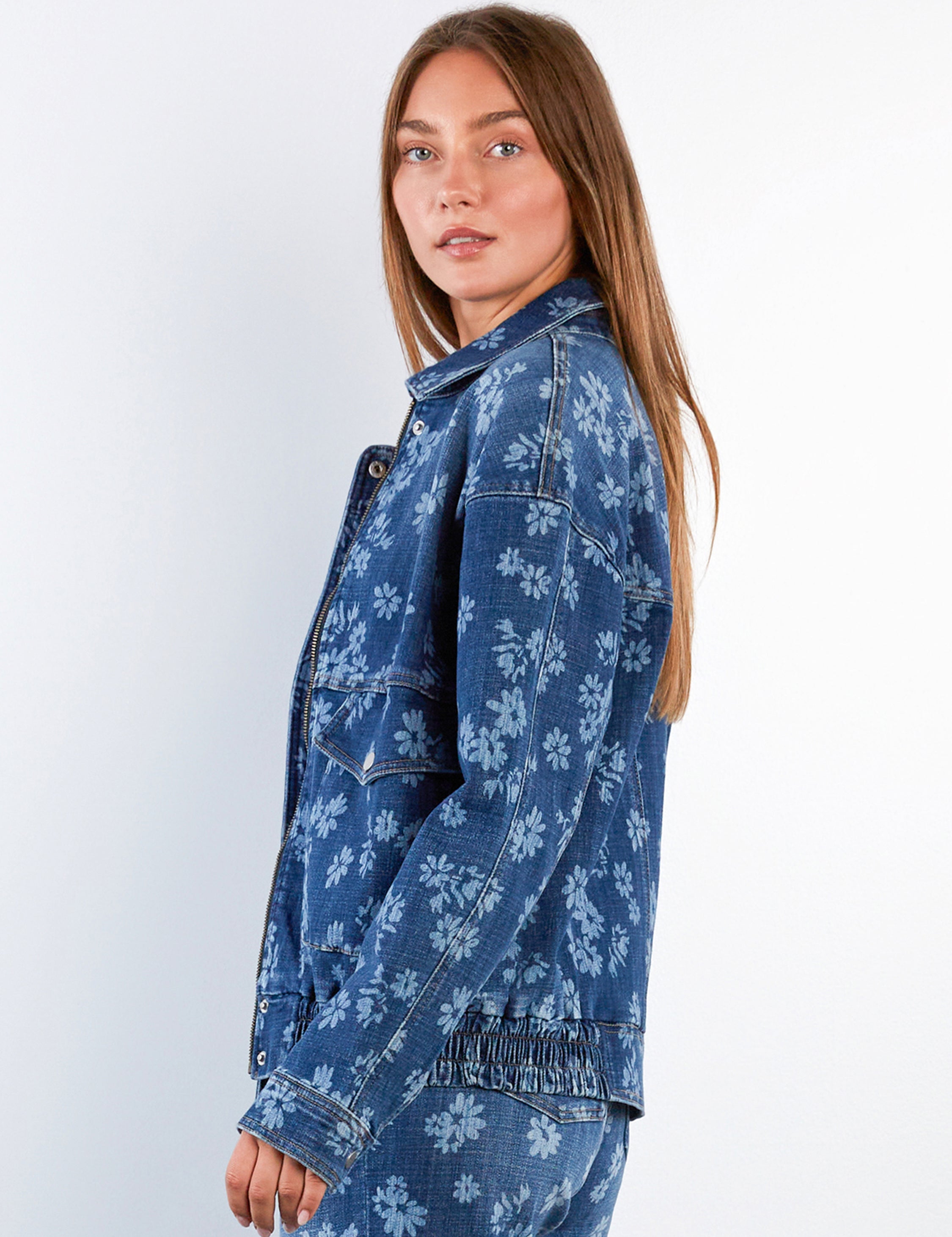 Denim Floral Jacket