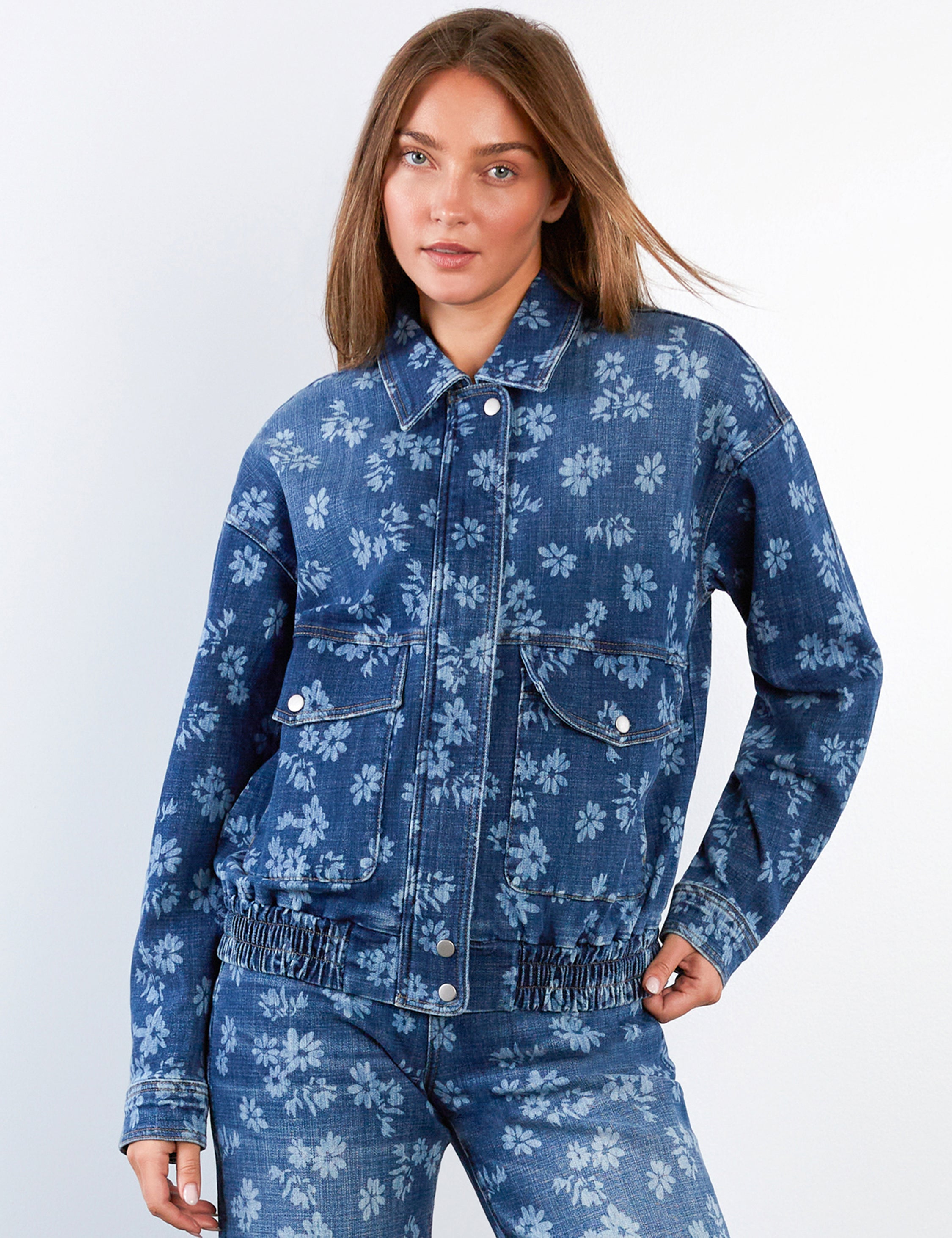 Denim Floral Jacket