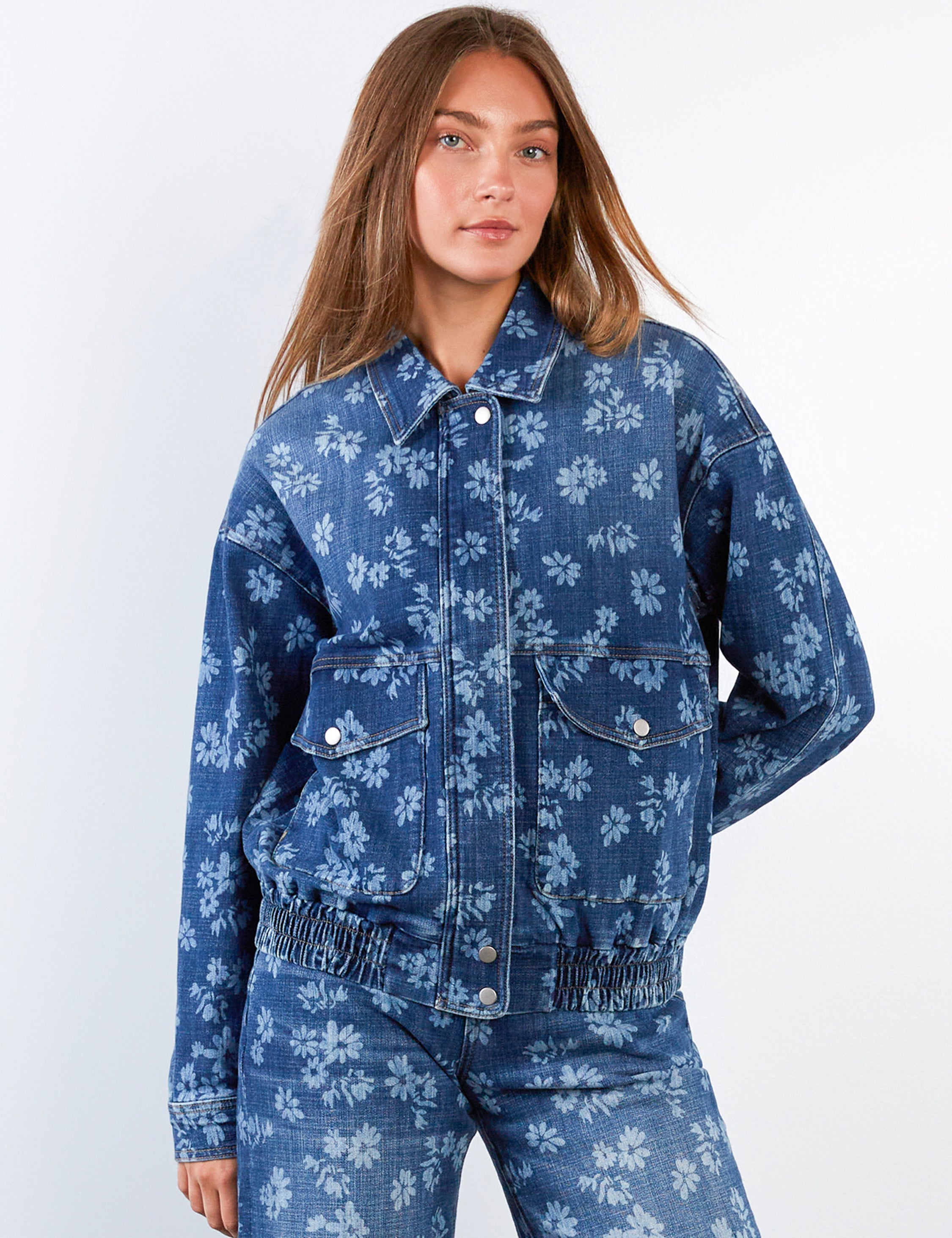Denim Floral Jacket